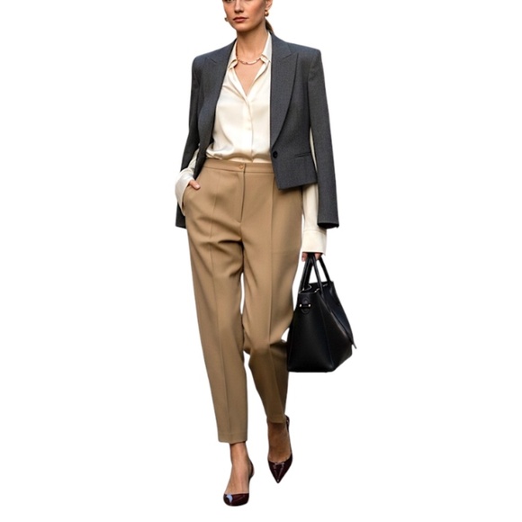 NWT vintage 80s 90s wool blend camel tan high rise classic old money trousers 18 - Picture 3 of 14